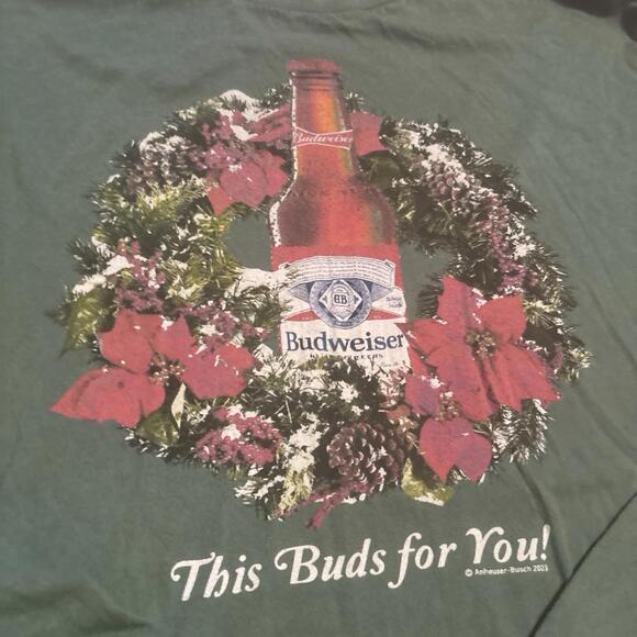 American Eagle Budweiser Beer Longsleeve Green Mens Shirt Medium Classic Fit - Picture 3 of 6